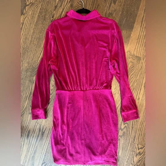 Alexia Admor Burgundy Button Down Long Sleeve Avril Dress Size M - Picture 6 of 6